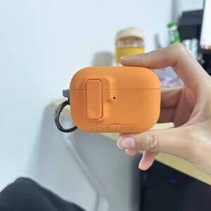 Orange Silicone Earbud Case with Keyring – New